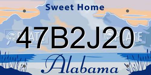 47B2J20 Alabama License Plate