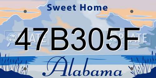 47B305F Alabama License Plate