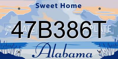 47B386T Alabama License Plate