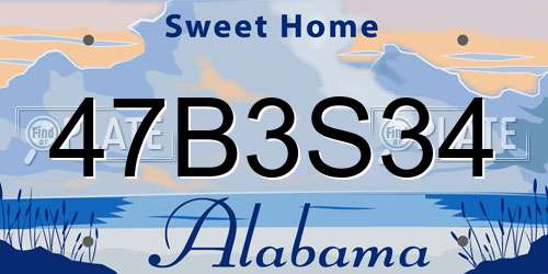 47B3S34 Alabama License Plate