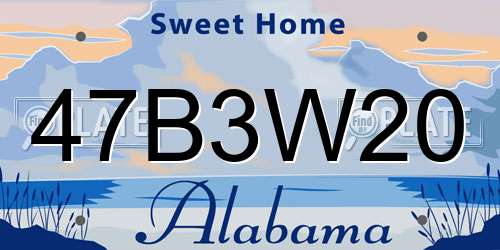 47B3W20 Alabama License Plate