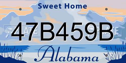 47B459B Alabama License Plate