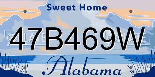 47B469W Alabama License Plate