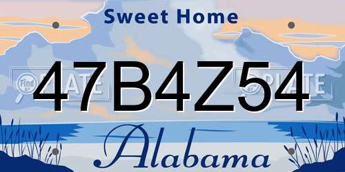47B4Z54 Alabama License Plate