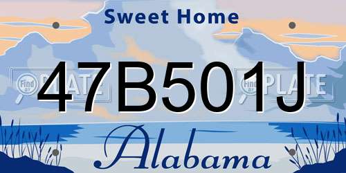 47B501J Alabama License Plate