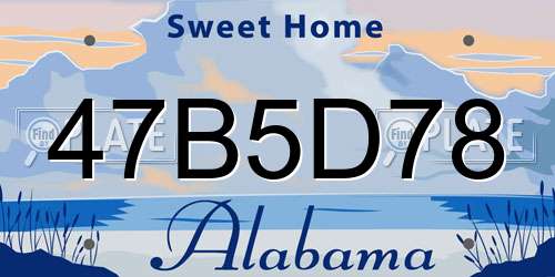 47B5D78 Alabama License Plate