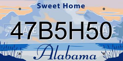 47B5H50 Alabama License Plate