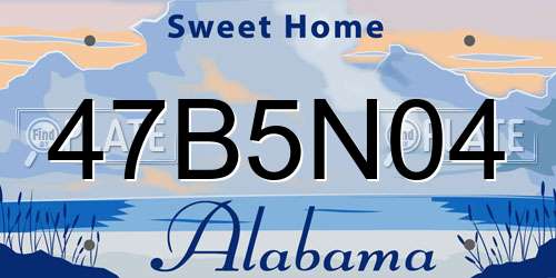 47B5N04 Alabama License Plate