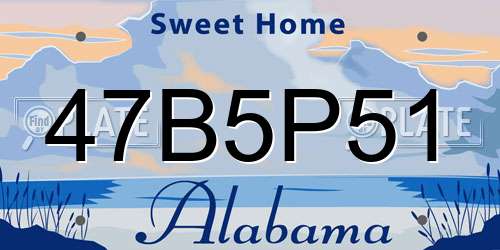 47B5P51 Alabama License Plate