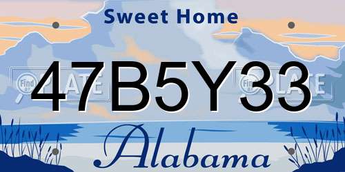 47B5Y33 Alabama License Plate