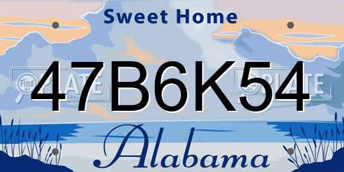 47B6K54 Alabama License Plate