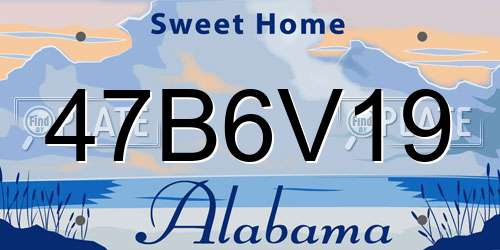 47B6V19 Alabama License Plate