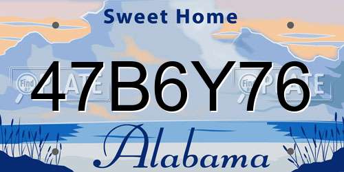 47B6Y76 Alabama License Plate