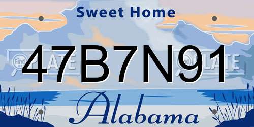 47B7N91 Alabama License Plate
