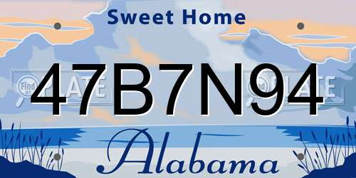 47B7N94 Alabama License Plate