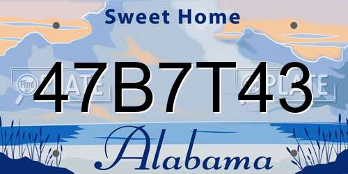 47B7T43 Alabama License Plate