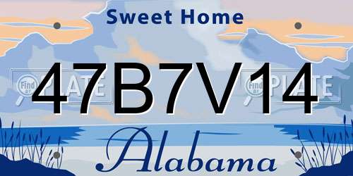 47B7V14 Alabama License Plate