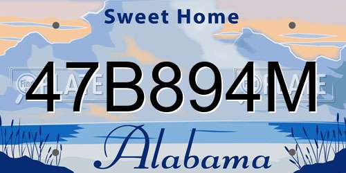 47B894M Alabama License Plate