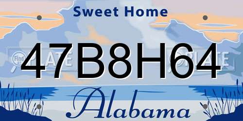 47B8H64 Alabama License Plate