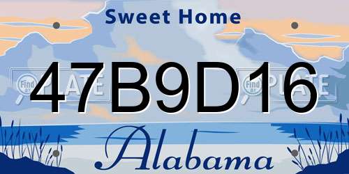 47B9D16 Alabama License Plate