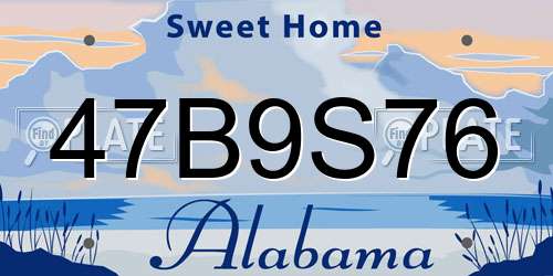 47B9S76 Alabama License Plate