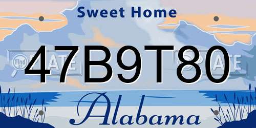 47B9T80 Alabama License Plate