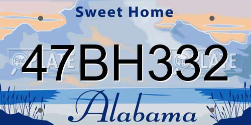 47BH332 Alabama License Plate