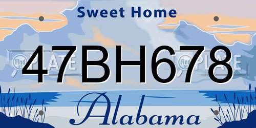 47BH678 Alabama License Plate