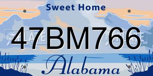 47BM766 Alabama License Plate