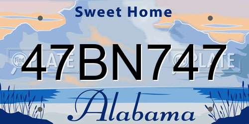 47BN747 Alabama License Plate