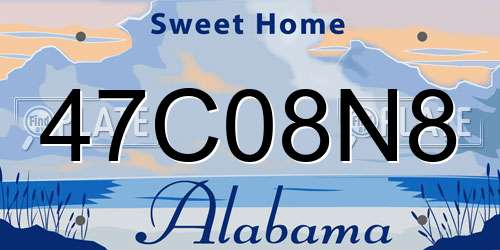 47C08N8 Alabama License Plate