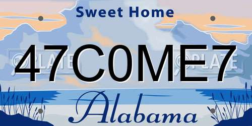 47C0ME7 Alabama License Plate