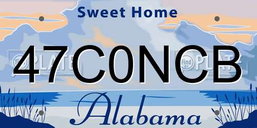 47C0NCB Alabama License Plate