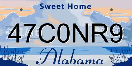 47C0NR9 Alabama License Plate