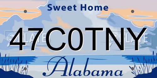 47C0TNY Alabama License Plate