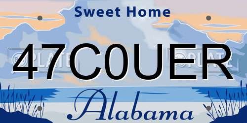 47C0UER Alabama License Plate