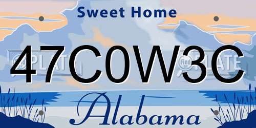 47C0W3C Alabama License Plate