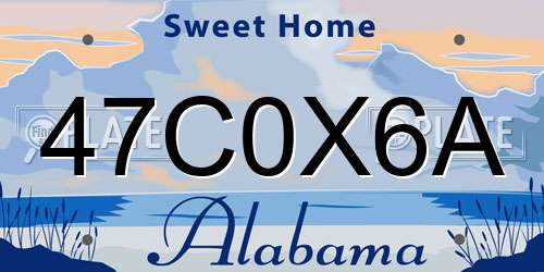 47C0X6A Alabama License Plate