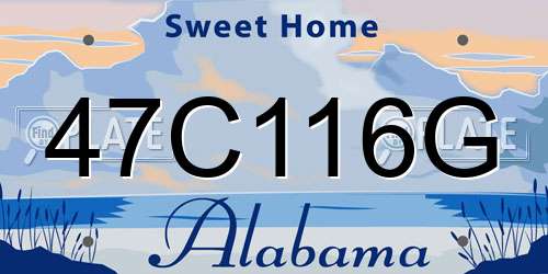 47C116G Alabama License Plate