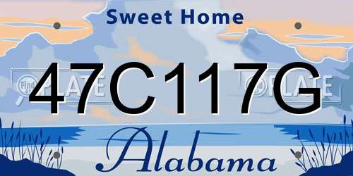 47C117G Alabama License Plate