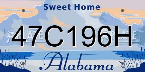 47C196H Alabama License Plate