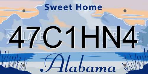 47C1HN4 Alabama License Plate