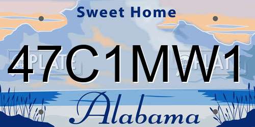 47C1MW1 Alabama License Plate