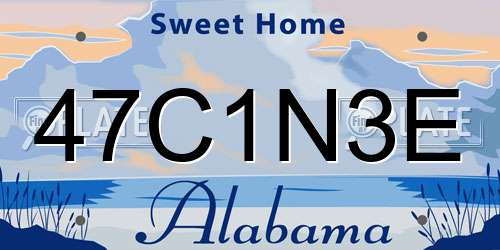 47C1N3E Alabama License Plate