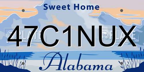 47C1NUX Alabama License Plate