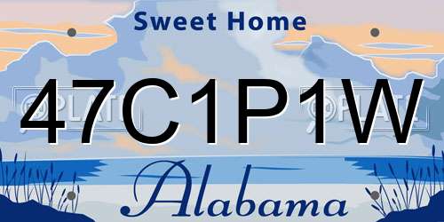 47C1P1W Alabama License Plate