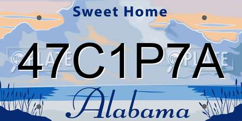 47C1P7A Alabama License Plate