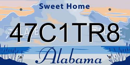 47C1TR8 Alabama License Plate