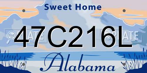 47C216L Alabama License Plate