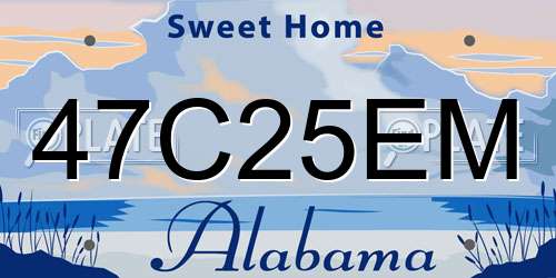 47C25EM Alabama License Plate